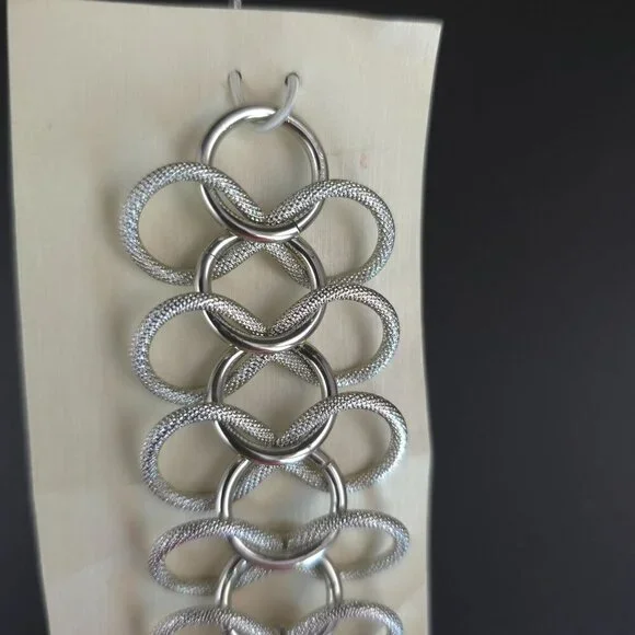 Vintage 80's Lisa Jewels Silver Chain Link Bracelet With Toggle Clasp - Picture 3 of 8